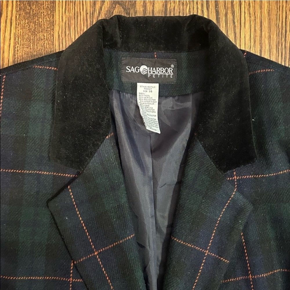 Womens vintageGreen Plaid Tailored Riding Blazer - Picture 5 of 5